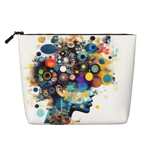 CADREWY Kulturbeutel mit künstlicher Intelligenz, Gehirndruck, einlagig, Make-up-Tasche, Reise-Kosmetik-Organizer, Arbeitstasche Essentials, Schwarz, Einheitsgröße von CADREWY