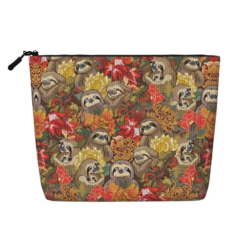 CADREWY Kulturbeutel mit lustigem Faultier-Aufdruck, einlagig, Make-up-Tasche, Reise-Kosmetik-Organizer, Arbeitstasche Essentials, Schwarz, Einheitsgröße von CADREWY