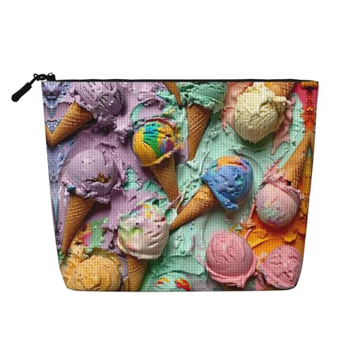 CADREWY Kulturbeutel mit mehrfarbigem Eiscreme-Aufdruck, einlagig, Make-up-Tasche, Reise-Kosmetik-Organizer, Arbeitstasche Essentials, Schwarz, Einheitsgröße von CADREWY