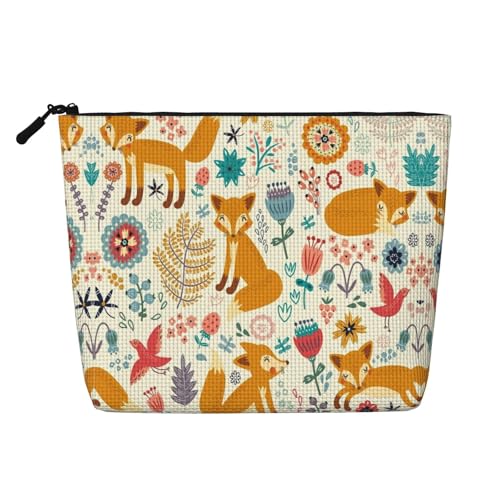 CADREWY Kulturbeutel mit niedlichem Blumenmuster und Tiermuster, einlagig, Make-up-Tasche, Reise-Kosmetik-Organizer, Arbeitstasche, Essentials, Schwarz, Einheitsgröße von CADREWY