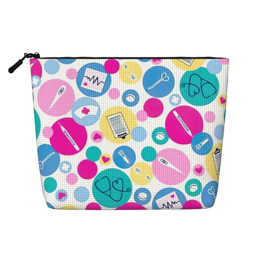 CADREWY Kulturbeutel mit niedlichem Krankenschwesteraufdruck, einlagig, Make-up-Tasche, Reise-Kosmetik-Organizer, Arbeitstasche Essentials, Schwarz, Einheitsgröße von CADREWY