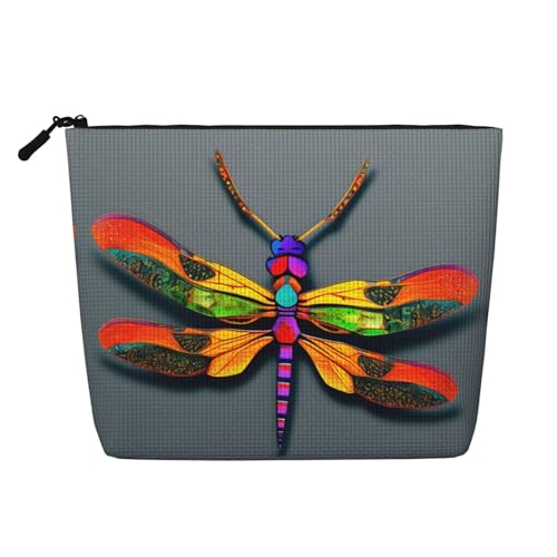 CADREWY Kulturbeutel mit niedlichem Libellen-Druck, einlagig, Make-up-Tasche, Reise-Kosmetik-Organizer, Arbeitstasche von CADREWY