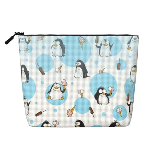 CADREWY Kulturbeutel mit niedlichem Pinguin-Aufdruck, einlagig, Make-up-Tasche, Reise-Kosmetik-Organizer, Arbeitstasche Essentials, Schwarz, Einheitsgröße von CADREWY