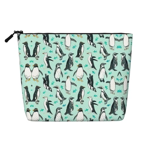 CADREWY Kulturbeutel mit niedlichem Pinguin-Aufdruck, einlagig, Make-up-Tasche, Reise-Kosmetik-Organizer, Arbeitstasche Essentials, Schwarz, Einheitsgröße von CADREWY