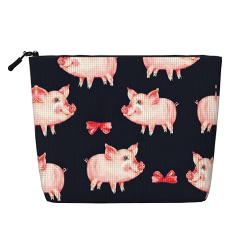 CADREWY Kulturbeutel mit niedlichem Schweinchen-Aufdruck, einlagig, Make-up-Tasche, Reise-Kosmetik-Organizer, Arbeitstasche Essentials, Schwarz, Einheitsgröße, Schwarz von CADREWY
