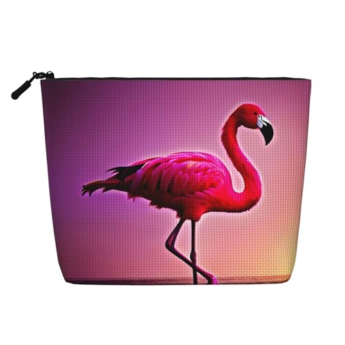 CADREWY Kulturbeutel mit pinkem Flamingo-Muster, einlagig, Make-up-Tasche, Reise-Kosmetik-Organizer, Arbeitstasche von CADREWY