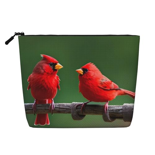 CADREWY Kulturbeutel mit rotem Vogel-Aufdruck, einlagig, Make-up-Tasche, Reise-Kosmetik-Organizer, Arbeitstasche Essentials, Schwarz, Einheitsgröße von CADREWY