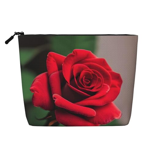 CADREWY Kulturbeutel mit roter Rose, 1 Druck, einlagig, Make-up-Tasche, Reise-Kosmetik-Organizer, Arbeitstasche, Essentials, Schwarz, Einheitsgröße von CADREWY