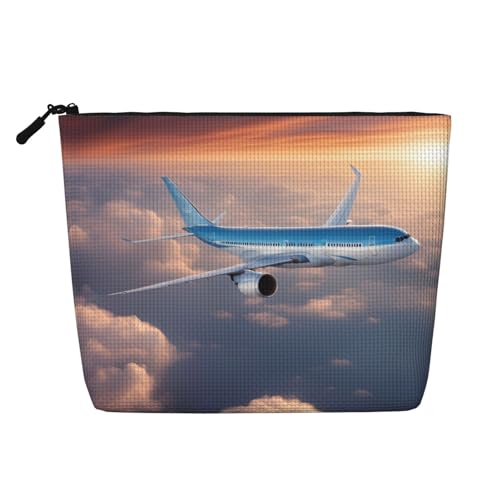 CADREWY Kulturbeutel mit schönem Himmelsflugzeugdruck, einlagig, Make-up-Tasche, Reise-Kosmetik-Organizer, Arbeitstasche von CADREWY