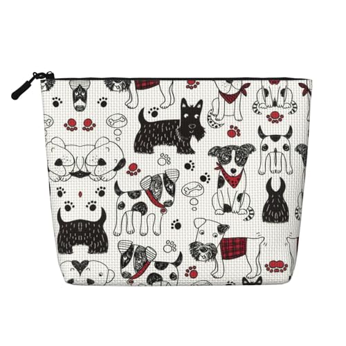 CADREWY Kulturbeutel mit schönem Hundeaufdruck, einlagig, Make-up-Tasche, Reise-Kosmetik-Organizer, Arbeitstasche von CADREWY