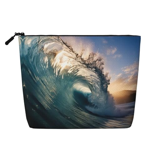 CADREWY Kulturbeutel mit schönem Ozeanwellen-Druck, einlagig, Make-up-Tasche, Reise-Kosmetik-Organizer, Arbeitstasche von CADREWY