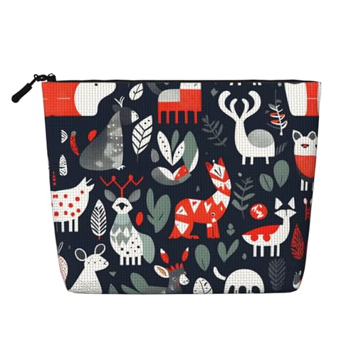 CADREWY Kulturbeutel mit skandinavischem Tierdruck, einlagig, Make-up-Tasche, Reise-Kosmetik-Organizer, Arbeitstasche Essentials, Schwarz, Einheitsgröße von CADREWY