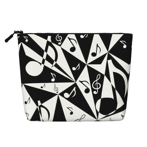 CADREWY Kulturbeutel mit stilvollem Musiknoten-Muster, einlagig, Make-up-Tasche, Reise-Kosmetik-Organizer, Arbeitstasche Essentials, Schwarz, Einheitsgröße von CADREWY