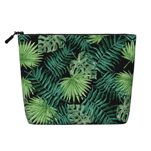 CADREWY Kulturbeutel mit transparentem Palmblatt-Muster, einlagig, Make-up-Tasche, Reise-Kosmetik-Organizer, Arbeitstasche Essentials, Schwarz, Einheitsgröße von CADREWY