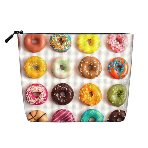 CADREWY Kulturbeutel mit verschiedenen Geschmacksrichtungen von Donuts, einlagig, Make-up-Tasche, Reise-Kosmetik-Organizer, Arbeitstasche, Essentials, Schwarz, Einheitsgröße von CADREWY