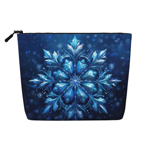 CADREWY Kulturbeutel mit weihnachtlichem Schneeflocken-Druck, einlagig, Make-up-Tasche, Reise-Kosmetik-Organizer, Arbeitstasche von CADREWY