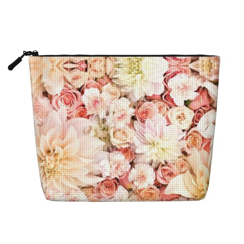 CADREWY Kulturbeutel mit weißem Blumendruck, einlagig, Make-up-Tasche, Reise-Kosmetik-Organizer, Arbeitstasche von CADREWY