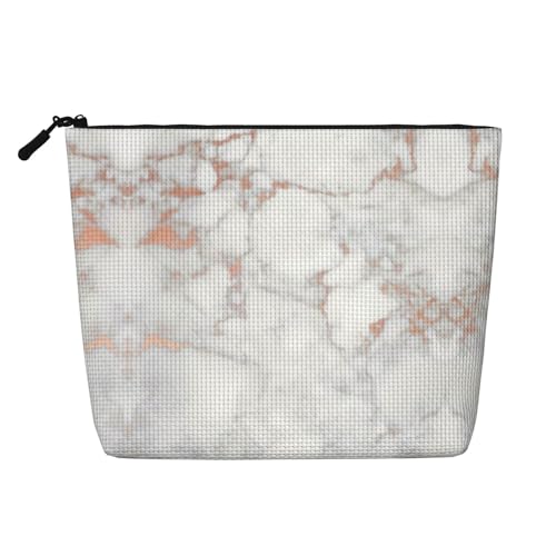 CADREWY Kulturbeutel mit weißem Marmor-Roségold-Druck, einlagig, Make-up-Tasche, Reise-Kosmetik-Organizer, Arbeitstasche Essentials, Schwarz, Einheitsgröße von CADREWY