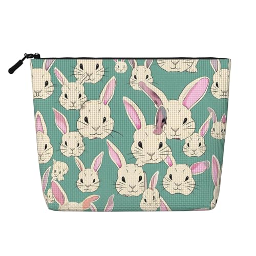 CADREWY Kulturtasche mit niedlichem Hasen-Aufdruck, einlagig, Make-up-Tasche, Reise-Kosmetik-Organizer, Arbeitstasche, Essentials, Schwarz, Einheitsgröße von CADREWY