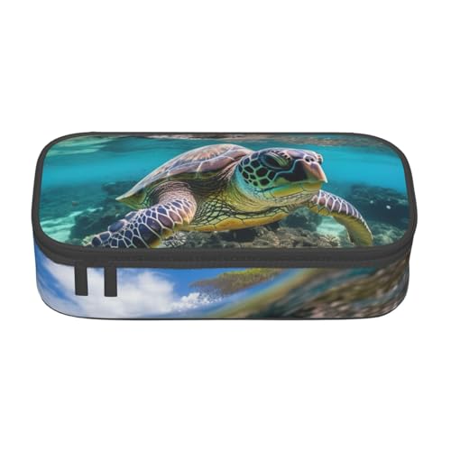 CADREWY Lord Howe Federmäppchen, Motiv: Meeresschildkröte, 21,6 x 5,1 x 9,4 cm, funktionale Aufbewahrung für Büro und Make-up von CADREWY
