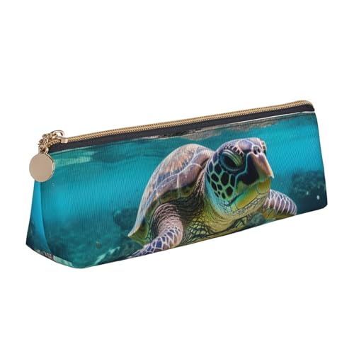 CADREWY Lord Howe Federmäppchen, Motiv: Meeresschildkröte, großes Fassungsvermögen, 21,6 x 5,6 x 6,1 cm, dreieckiger Stifthalter mit Reißverschluss von CADREWY