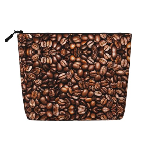 CADREWY Lustige Kulturbeutel mit geröstetem Kaffeebohnen-Aufdruck, einlagig, Make-up-Tasche, Reise-Kosmetik-Organizer, Arbeitstasche Essentials, Schwarz, Einheitsgröße von CADREWY