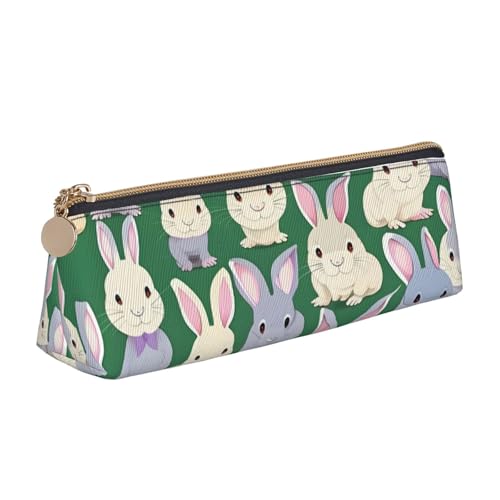CADREWY Many Bunny Federmäppchen mit niedlichem Aufdruck, großes Fassungsvermögen, 21,6 x 5,6 x 6,1 cm, dreieckiger Stifthalter mit Reißverschluss von CADREWY