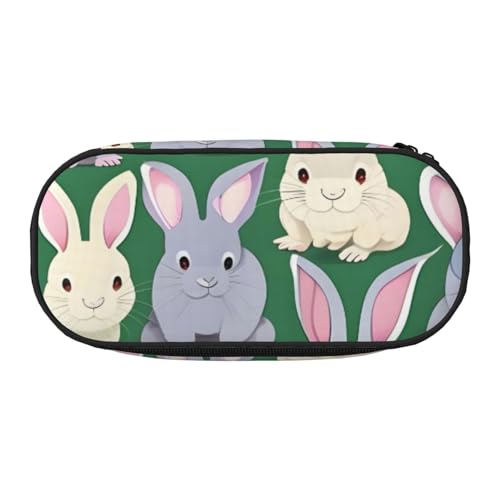 CADREWY Many Bunny Federmäppchen mit niedlichem Aufdruck, mit Reißverschluss, für den täglichen Gebrauch, bietet Platz für alle wichtigen Schreibwaren von CADREWY