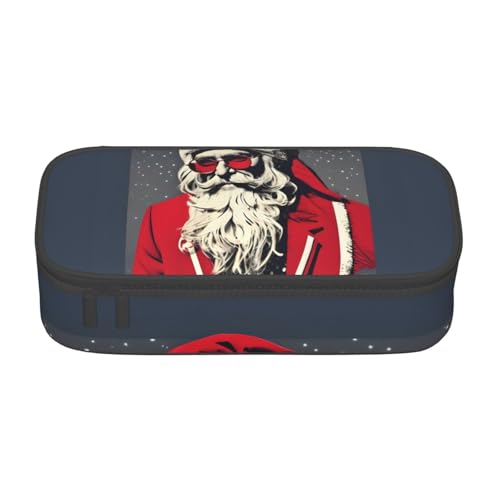 CADREWY Niedliches Federmäppchen mit Weihnachtsmann-Druck, 21,6 x 5,1 x 9,4 cm, funktionale Aufbewahrung für Büro und Make-up von CADREWY