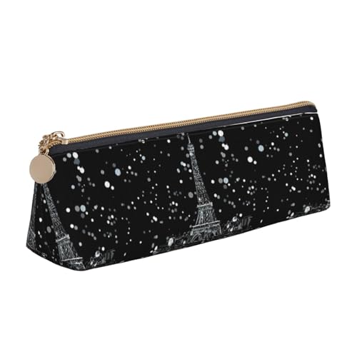 CADREWY Night Paris Federmäppchen, Motiv: Eiffelturm, großes Fassungsvermögen, 21,6 x 5,6 x 6,1 cm, dreieckiger Stifthalter mit Reißverschluss von CADREWY