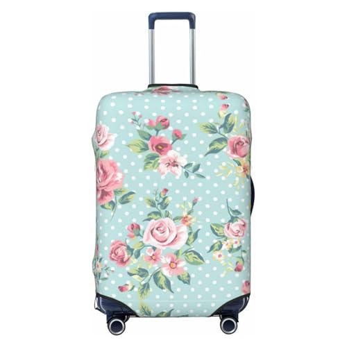 CADREWY Reisekoffer-Abdeckung, Gepäckschutz, mit elastischem Gummiband, kratzfest, Rosa mit Rosenblüten, Schwarz, X-Large von CADREWY