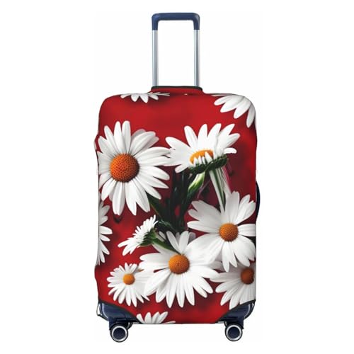 CADREWY Reisekoffer-Abdeckung, Gepäckschutz mit elastischem Gummiband und weißem Gänseblümchen-Motiv, für Handgepäck, Schwarz, X-Large von CADREWY