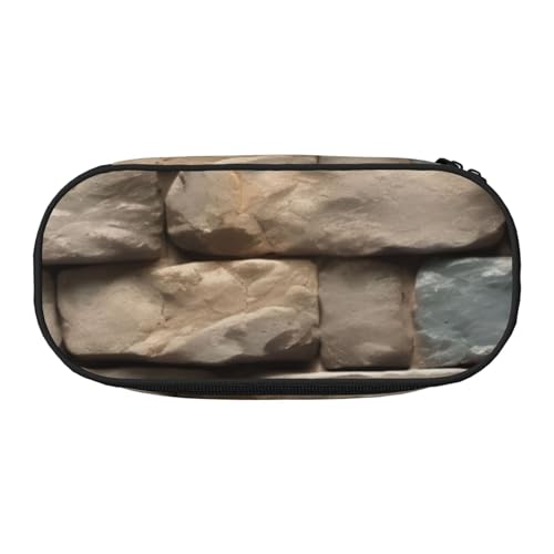 CADREWY Rustikales Federmäppchen mit Ziegelstein-Motiv, mit Reißverschluss, für den täglichen Gebrauch, bietet Platz für alle wichtigen Schreibwaren von CADREWY