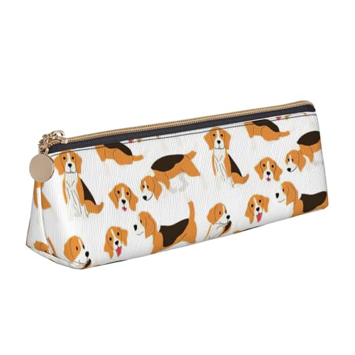 CADREWY Schlank Federmäppchen mit Beagle-Hunde-Aufdruck, großes Fassungsvermögen, 21,6 x 5,6 x 6,1 cm, dreieckiger Stifthalter mit Reißverschluss von CADREWY