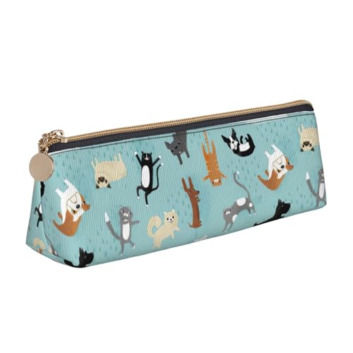 CADREWY Schlankes Federmäppchen, Motiv: Regenkatzen und Hunde, großes Fassungsvermögen, 21,6 x 5,6 x 6,1 cm, dreieckiger Stifthalter mit Reißverschluss von CADREWY