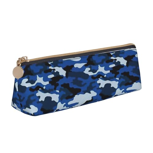 CADREWY Schlankes Federmäppchen, großes Fassungsvermögen, 21,6 x 5,6 x 6,1 cm, dreieckiger Stifthalter mit Reißverschluss, Blau von CADREWY