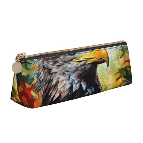 CADREWY Schlankes Federmäppchen mit Adlermotiv, großes Fassungsvermögen, 21,6 x 5,6 x 6,1 cm, dreieckiger Stifthalter mit Reißverschluss von CADREWY