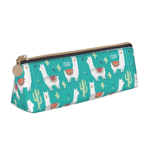CADREWY Schlankes Federmäppchen mit Alpaka-Kaktusdruck, großes Fassungsvermögen, 21,6 x 5,6 x 6,1 cm, dreieckiger Stifthalter mit Reißverschluss von CADREWY