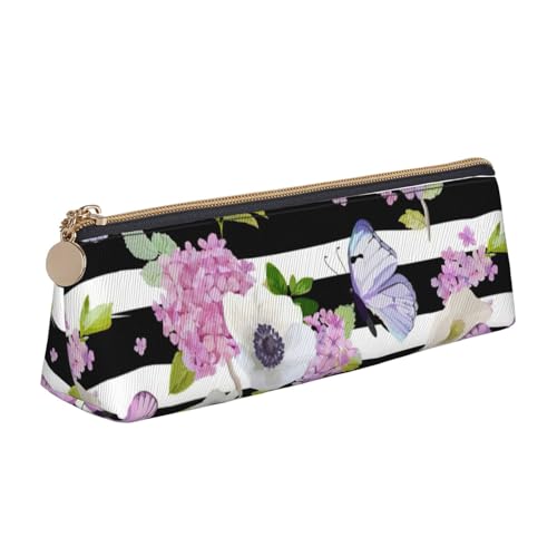 CADREWY Schlankes Federmäppchen mit Blumenmotiv und Schmetterlingsmotiv, großes Fassungsvermögen, 21,6 x 5,6 x 6,1 cm, dreieckiger Stifthalter mit Reißverschluss von CADREWY