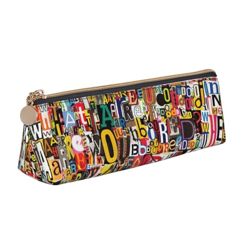 CADREWY Schlankes Federmäppchen mit Buchstaben- und Zahlenaufdruck, großes Fassungsvermögen, 21,6 x 5,6 x 6,1 cm, dreieckiger Stifthalter mit Reißverschluss von CADREWY