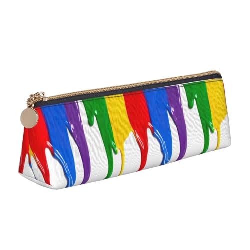 CADREWY Schlankes Federmäppchen mit Farbspritzer-Hintergrund, großes Fassungsvermögen, 21,6 x 5,6 x 6,1 cm, dreieckiger Stifthalter mit Reißverschluss von CADREWY