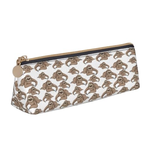 CADREWY Schlankes Federmäppchen mit Faultier-Hintergrund, großes Fassungsvermögen, 21,6 x 5,6 x 6,1 cm, dreieckiger Stifthalter mit Reißverschluss von CADREWY