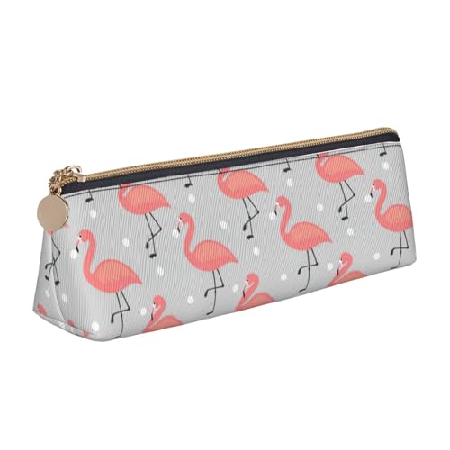CADREWY Schlankes Federmäppchen mit Flamingo-Druck, großes Fassungsvermögen, 21,6 x 5,6 x 6,1 cm, dreieckiger Stifthalter mit Reißverschluss von CADREWY