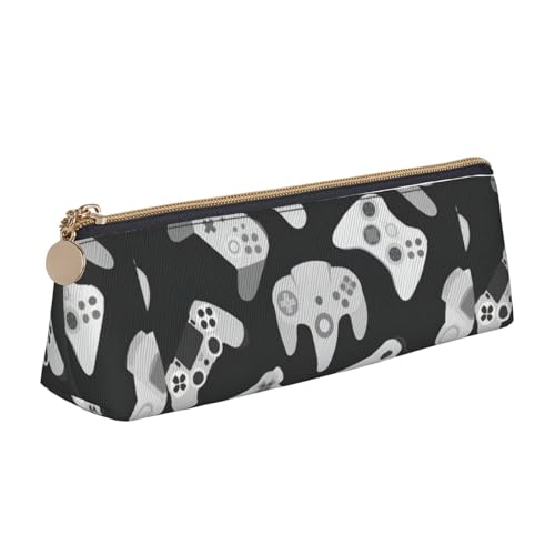 CADREWY Schlankes Federmäppchen mit Game-Controller-Druck, großes Fassungsvermögen, 21,6 x 5,6 x 6,1 cm, dreieckiger Stifthalter mit Reißverschluss von CADREWY