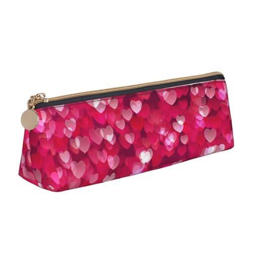 CADREWY Schlankes Federmäppchen mit Herz-Aufdruck, großes Fassungsvermögen, 21,6 x 5,6 x 6,1 cm, dreieckiger Stifthalter mit Reißverschluss von CADREWY