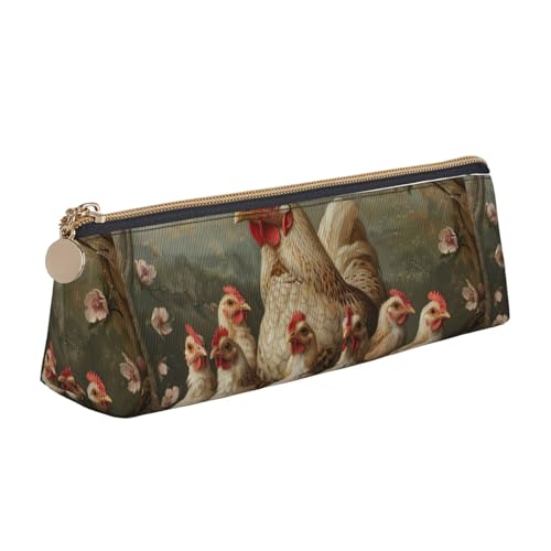 CADREWY Schlankes Federmäppchen mit Hühnerbrut, großes Fassungsvermögen, 21,6 x 5,6 x 6,1 cm, dreieckiger Stifthalter mit Reißverschluss von CADREWY