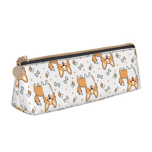 CADREWY Schlankes Federmäppchen mit Hundemotiv, großes Fassungsvermögen, 21,6 x 5,6 x 6,1 cm, dreieckiger Stifthalter mit Reißverschluss von CADREWY