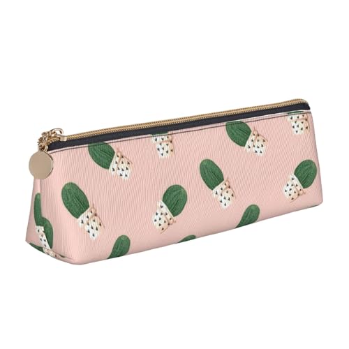 CADREWY Schlankes Federmäppchen mit Kaktusdruck, großes Fassungsvermögen, 21,6 x 5,6 x 6,1 cm, dreieckiger Stifthalter mit Reißverschluss von CADREWY