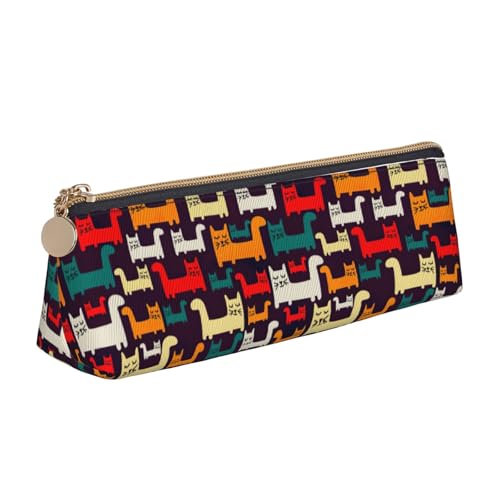 CADREWY Schlankes Federmäppchen mit Katzendruck, großes Fassungsvermögen, 21,6 x 5,6 x 6,1 cm, dreieckiger Stifthalter mit Reißverschluss von CADREWY