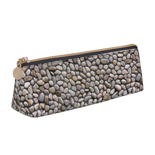 CADREWY Schlankes Federmäppchen mit Kieselstein-Druck, großes Fassungsvermögen, 21,6 x 5,6 x 6,1 cm, dreieckiger Stifthalter mit Reißverschluss von CADREWY